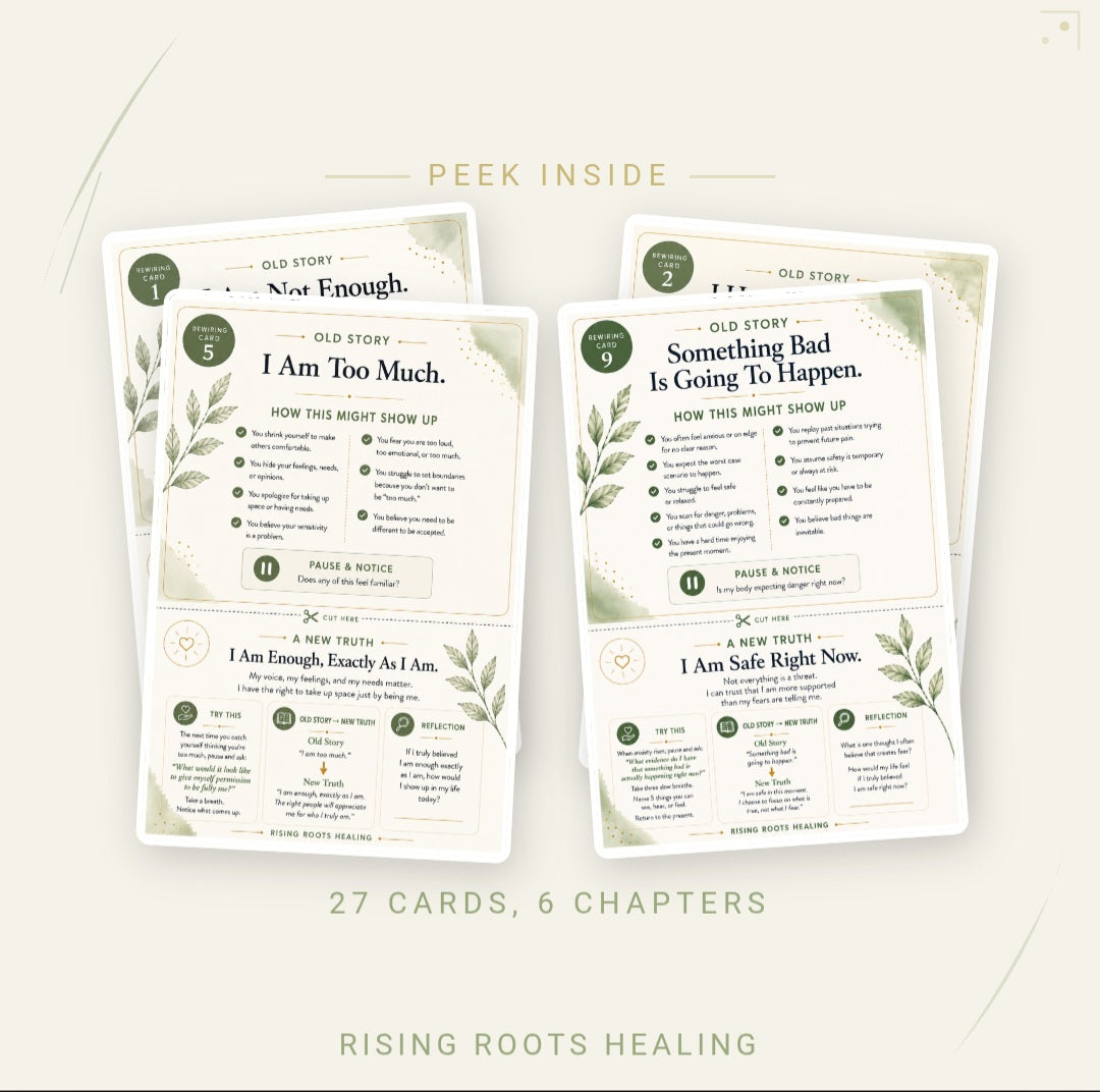 Product Title  Rewiring: A Journey Back to Yourself | Digital Healing Workbook & Printable Reflection Card Deck